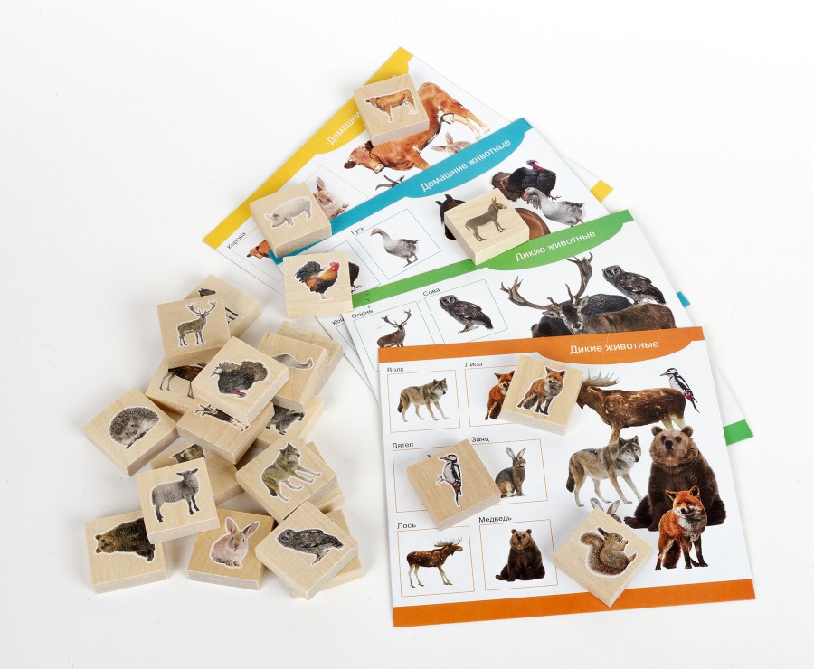 Настольная игра Лото деревянное Домашние и дикие животные ДК - миниатюра 2