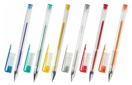 Ручки гелевые 6цв. с блестками Пифагор - фото 1