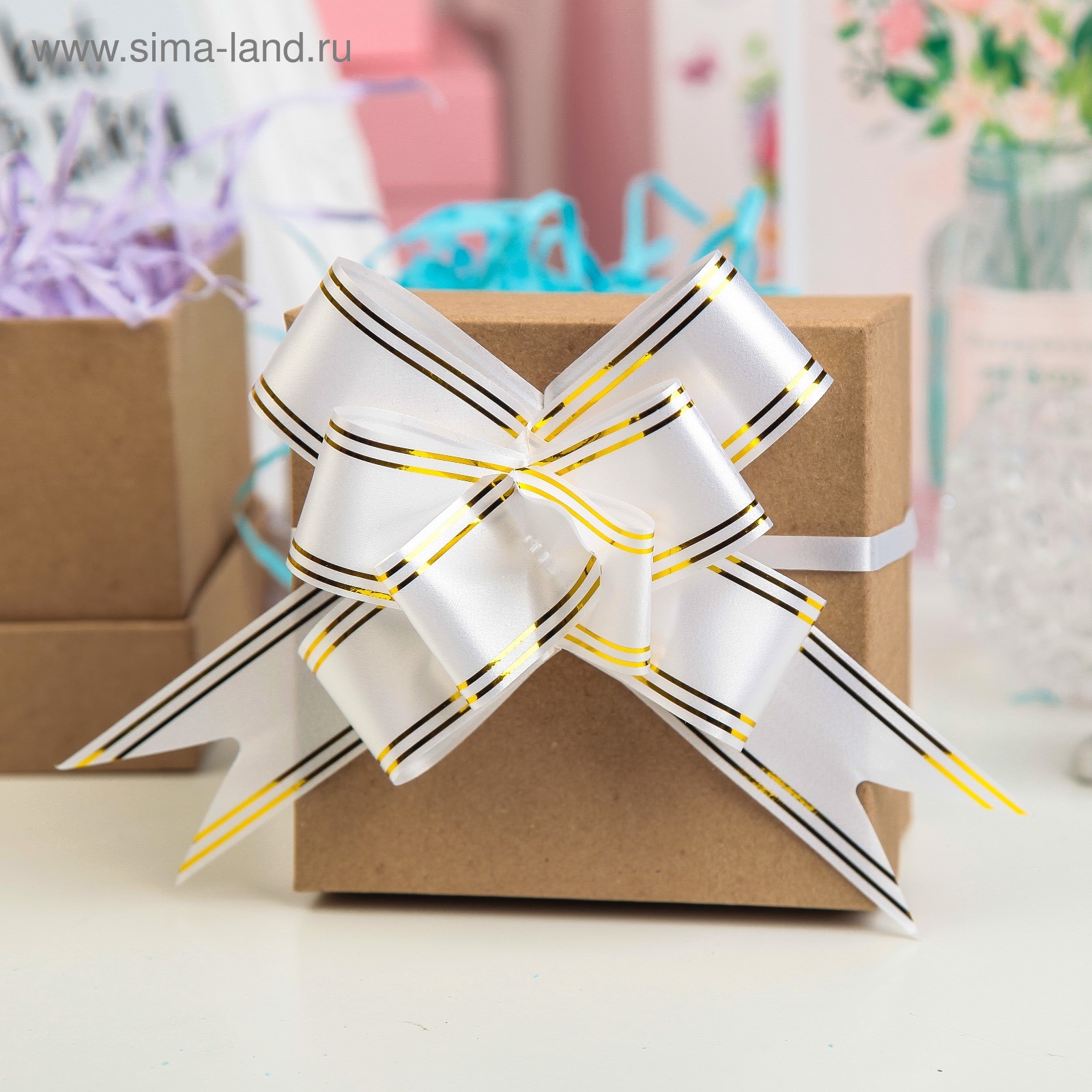 Бант бабочка бел. 5см - фото 1