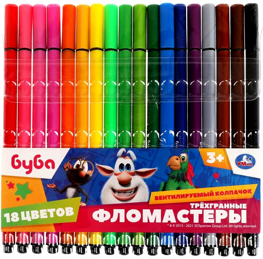 Фломастеры 18цв. трехгран. Буба - фото 1