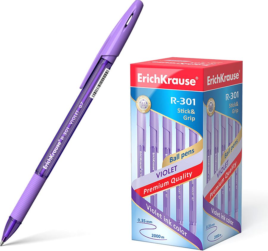 Ручка шариковая фиолетовая 0,7мм R-301 ЕК (50) - фото 1