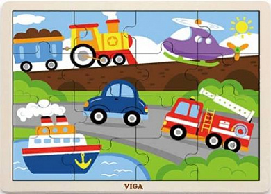 Пазл деревянный Транспорт 16 дет. VIGA - фото 1
