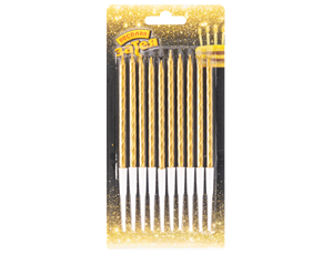 Свечи для торта 10шт. золото с подставкой 10см. - фото 1