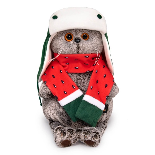 Мягкая игрушка Басик в двусторонней шапке и шарфе - фото 1