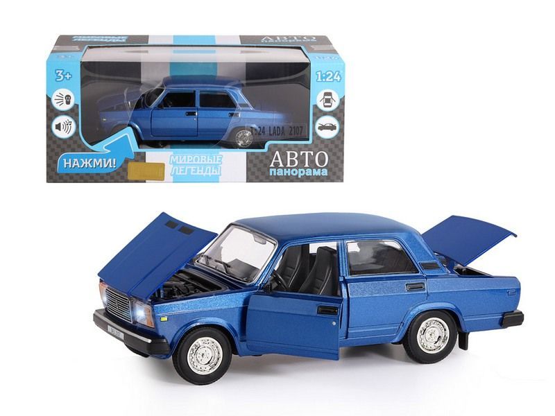 Машина металлическая Автопанорама 1:24 ВАЗ 2107 син. свет, звук без упак. - фото 1