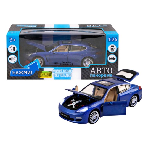 Машина металлическая Автопанорама 1:24 Porsche Panamera S (свет, звук) син. - фото 1