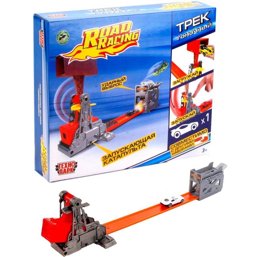 Трек мини ТЕХНОПАРК с катапультой и машиной - фото 1