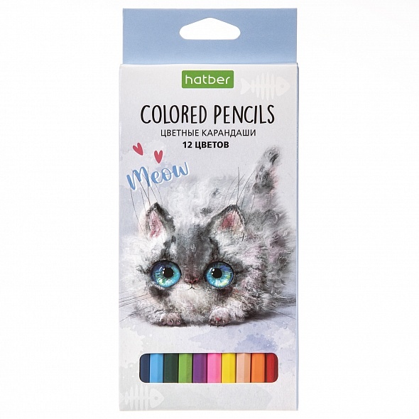 Карандаши 12 цв. Кошарики Hatber - фото 1