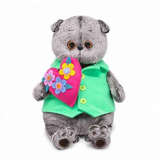 Мягкая игрушка Басик с сердцем в цветочек - фото 1