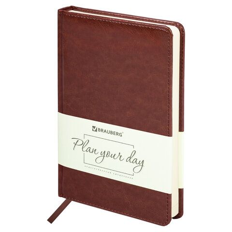 Ежедневник А5 160л. недат. Imperial под кожу корич. BRAUBERG - фото 1