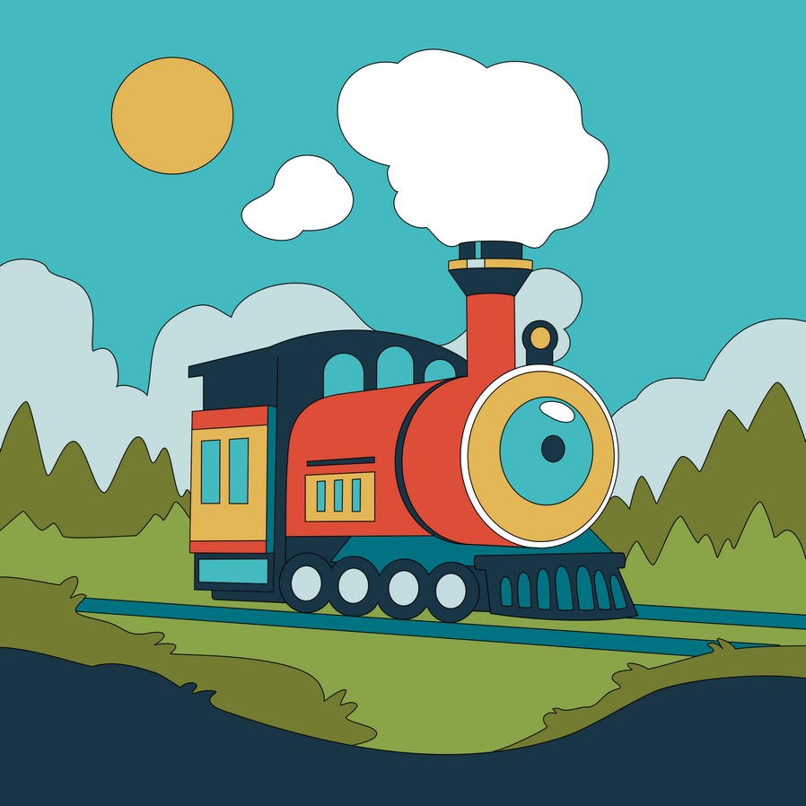 Картина по номерам для малышей Паровоз - фото 1