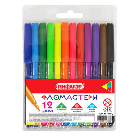 Фломастеры 12цв. Пифагор - фото 1
