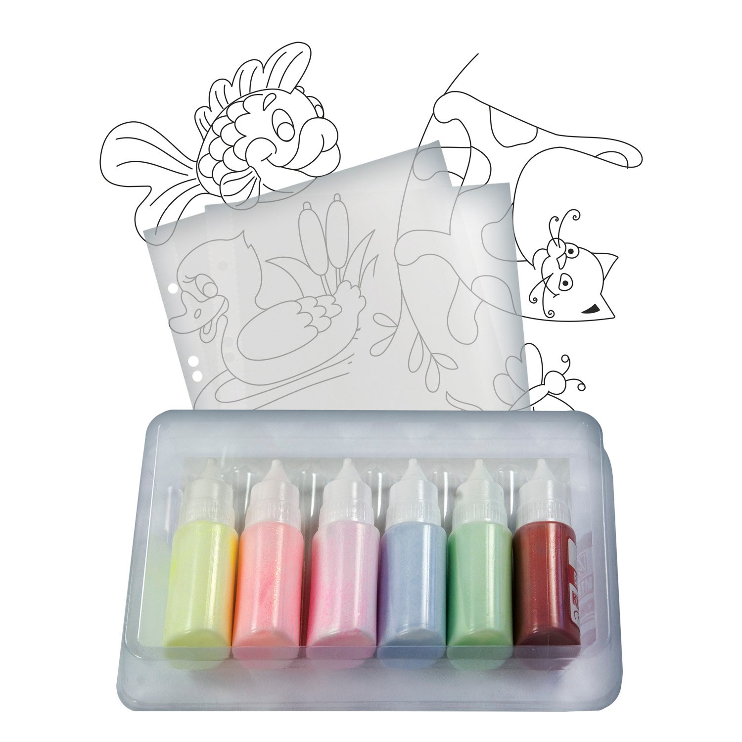 Краски витражные набор 6 цв. неоновый с блестками - фото 1