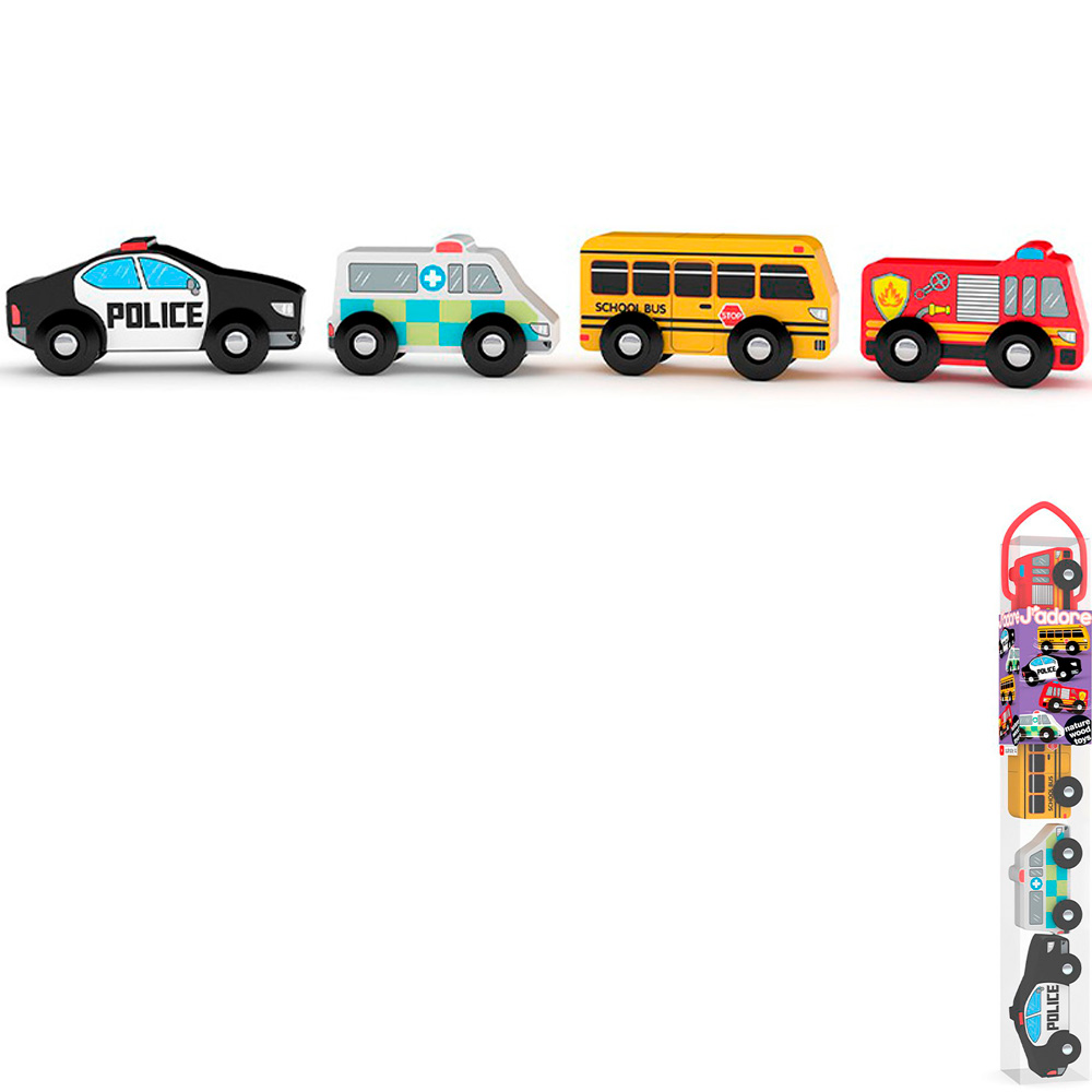 Машины деревянные Городские службы Транспорт 4шт J'adore - фото 1