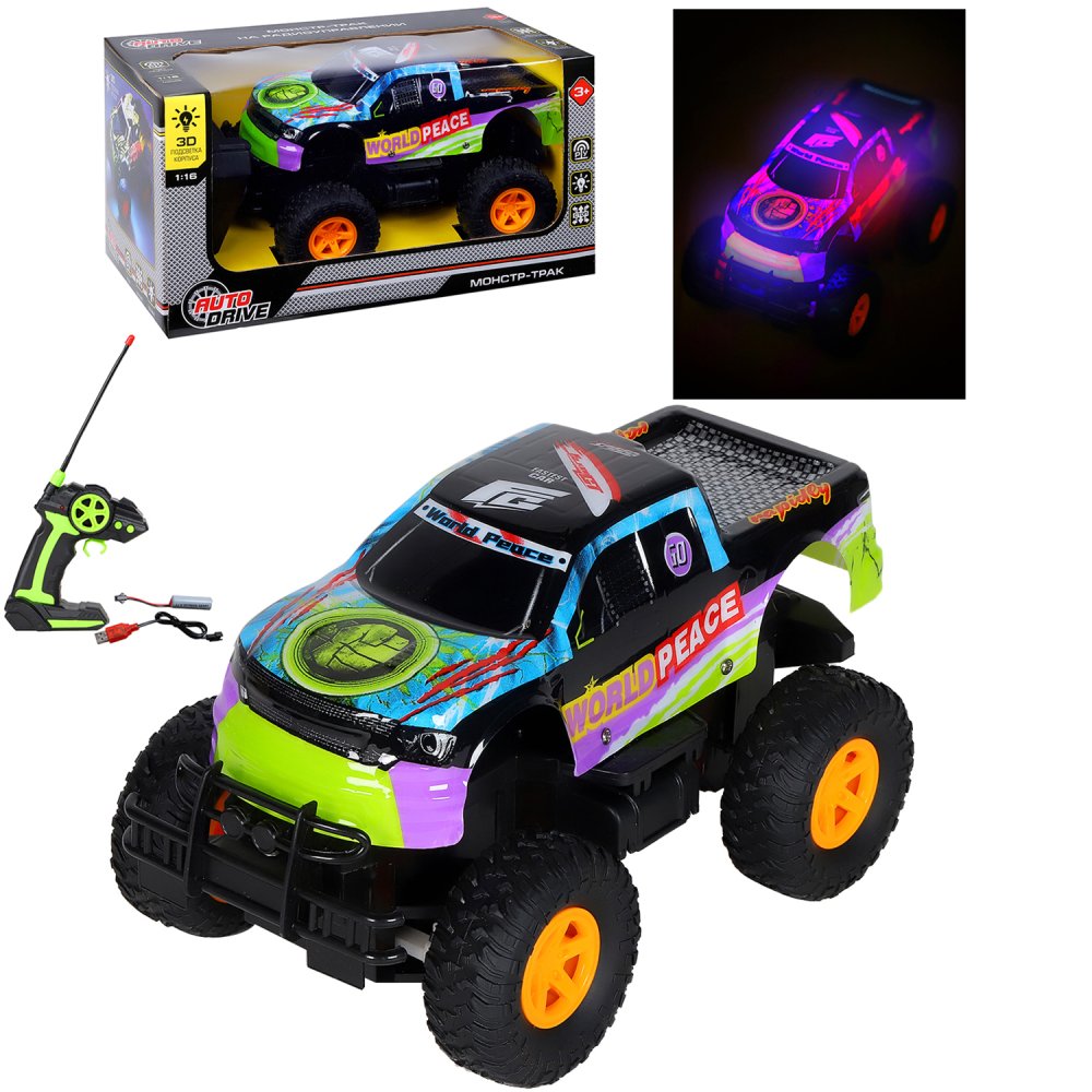 Машина радиоуправляемая Монстр-трак с подсветкой - фото 1