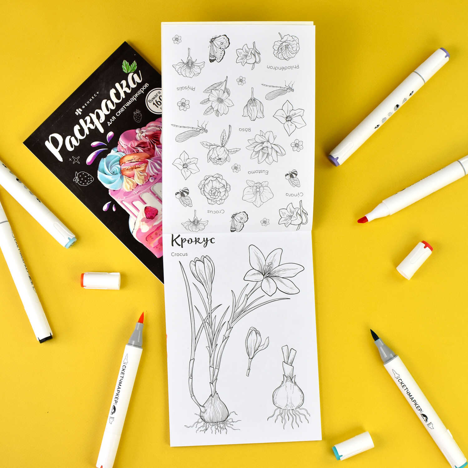 Раскраска для скетч - маркеров 160г/м2 200*140 мм Ботаника Феникс - миниатюра 6