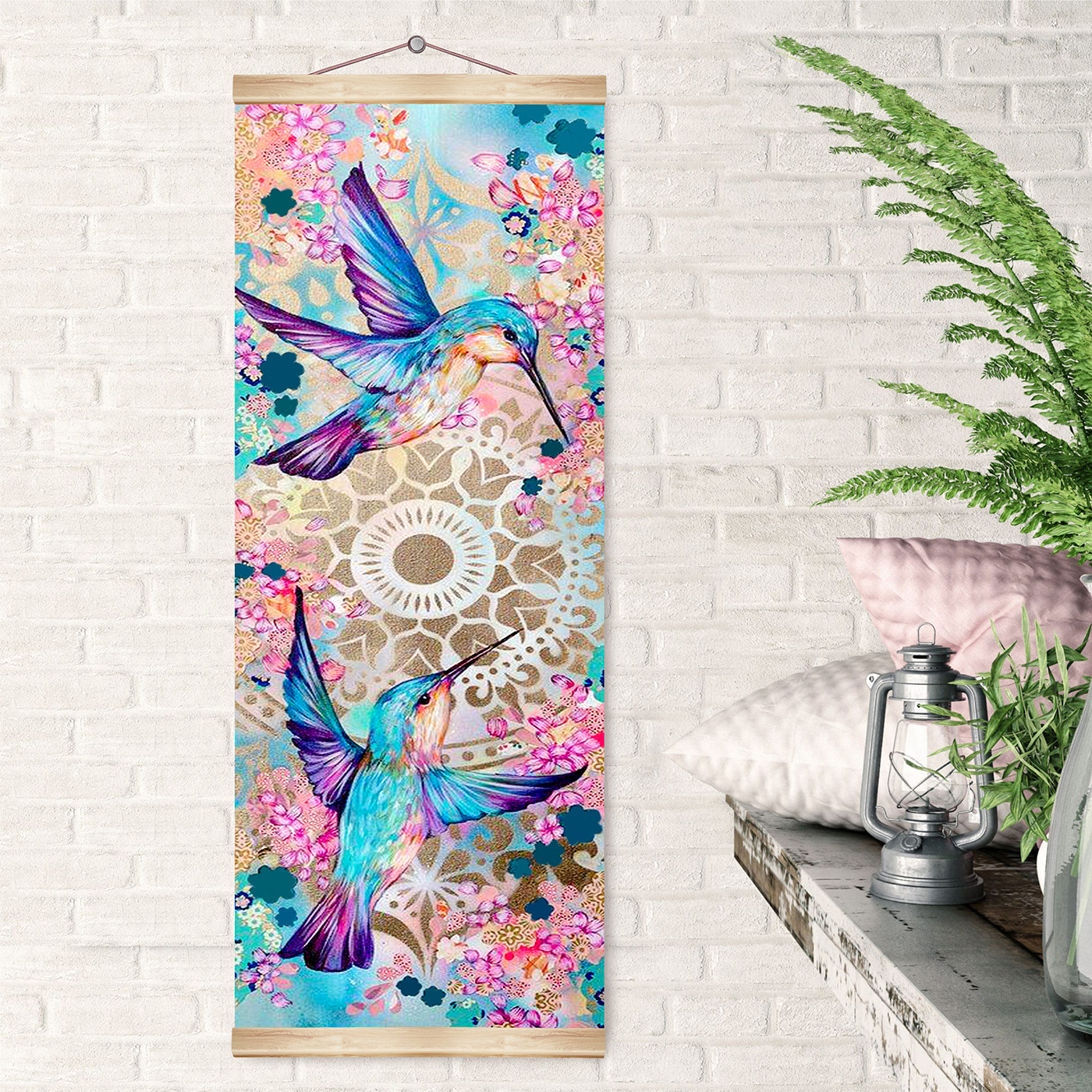 Картина по номерам 35*88 с поталью Панно. Колибри Molly - фото 1