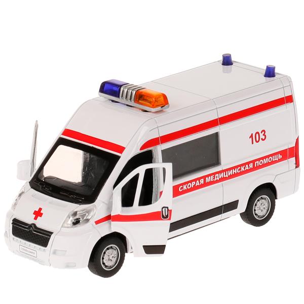 Машина металлическая ТЕХНОПАРК CITROEN JUMPER скорая - фото 1