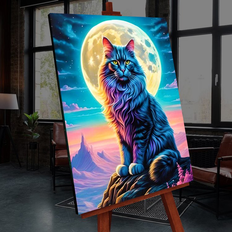 Картина по номерам 40*50 со светящейся краской Космическая кошка Molly - фото 1