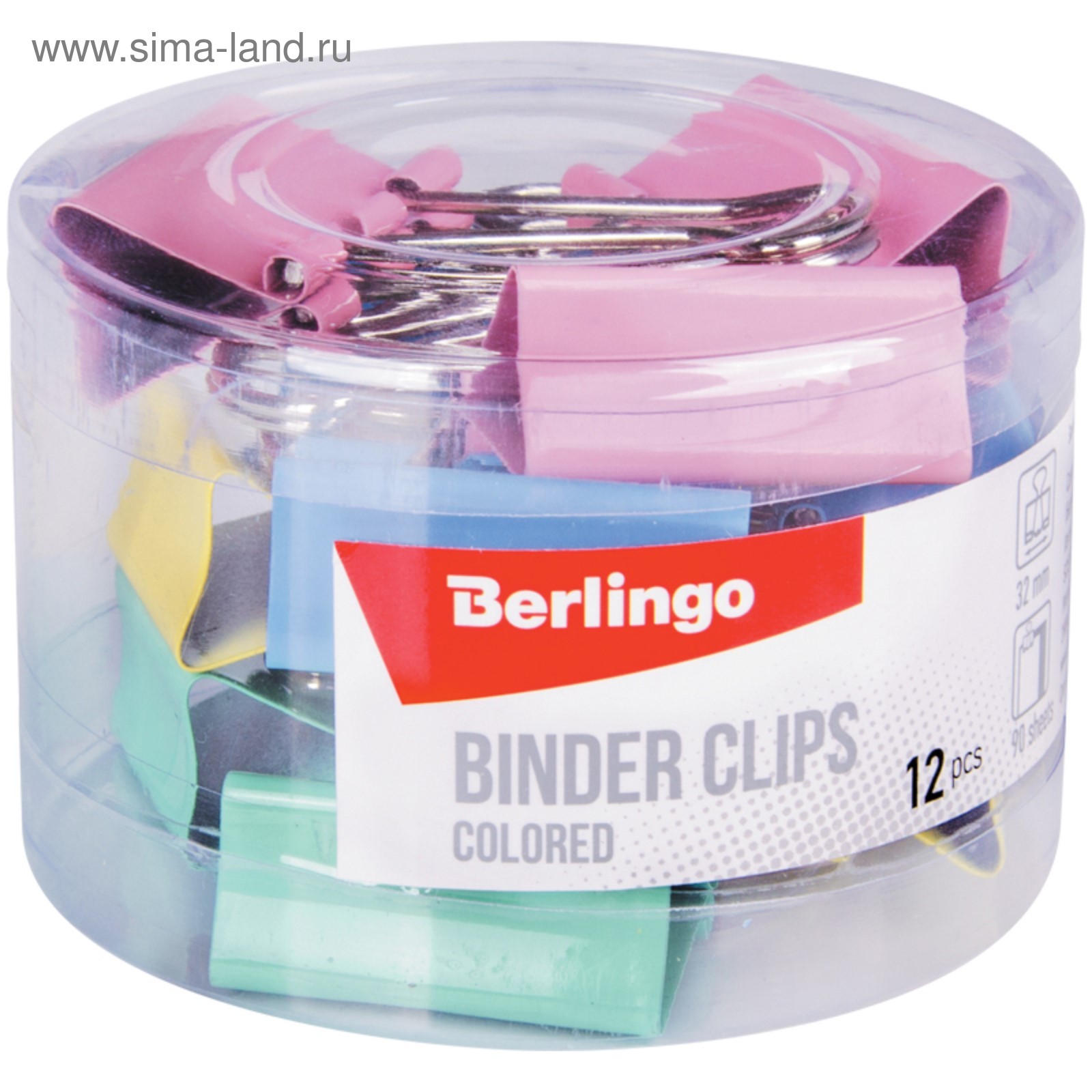 Зажимы д/бумаг цветные 32мм (24) - фото 1