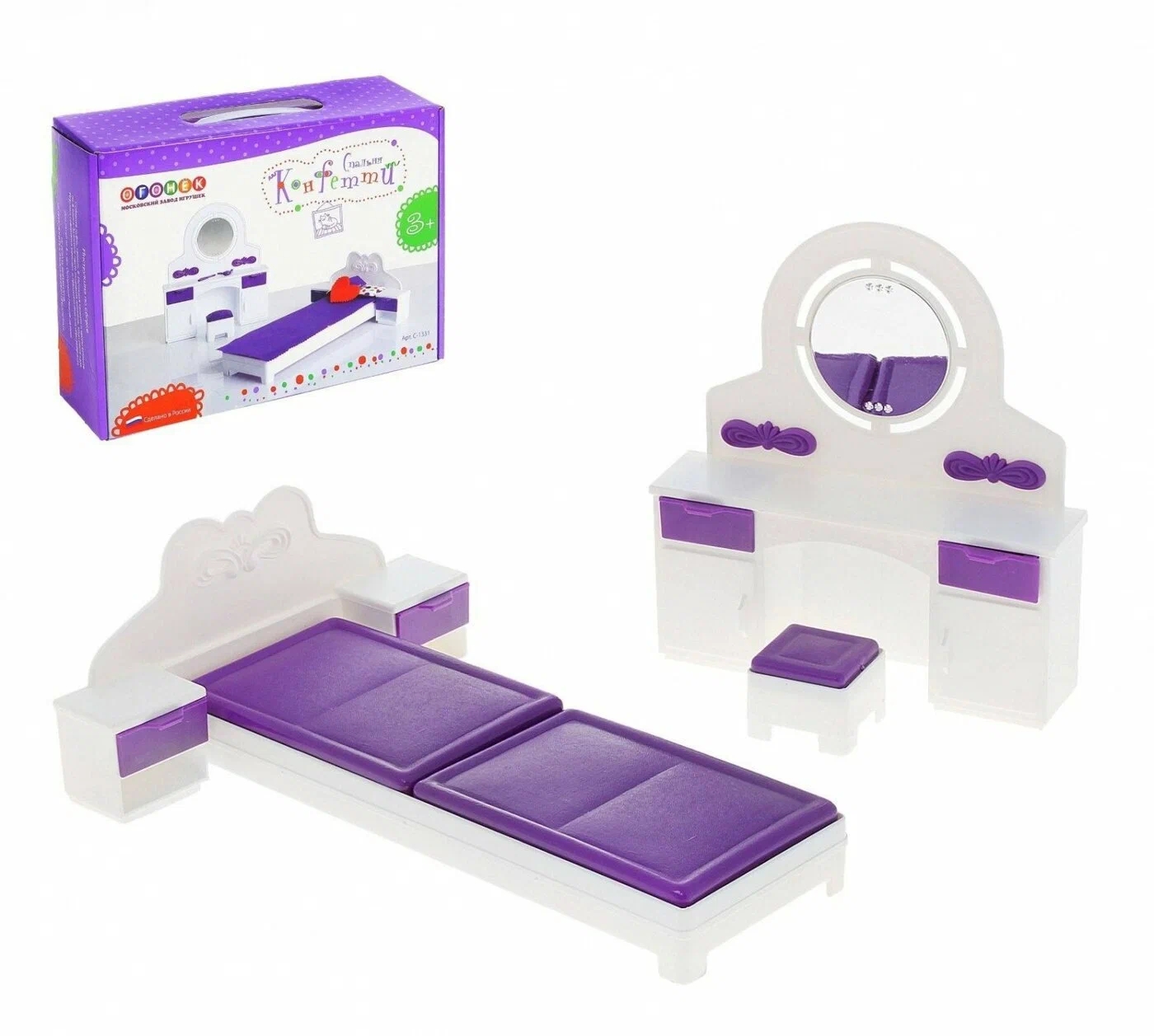 Мебель для кукол Спальня Конфетти Огонек - миниатюра 3