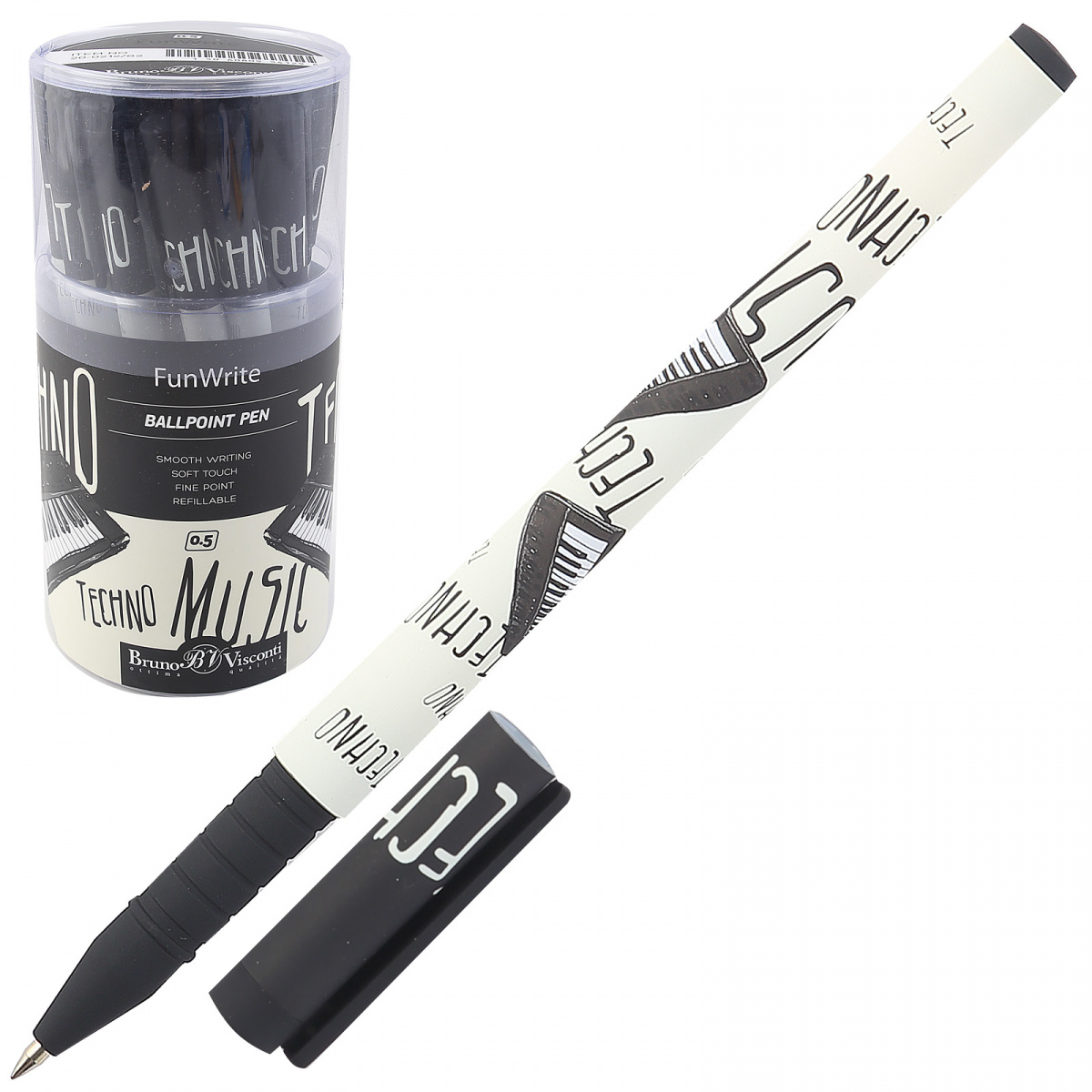 Ручка шариковая синяя 0,5мм Музыка. Клавишные BrunoVisconti (24) - фото 1