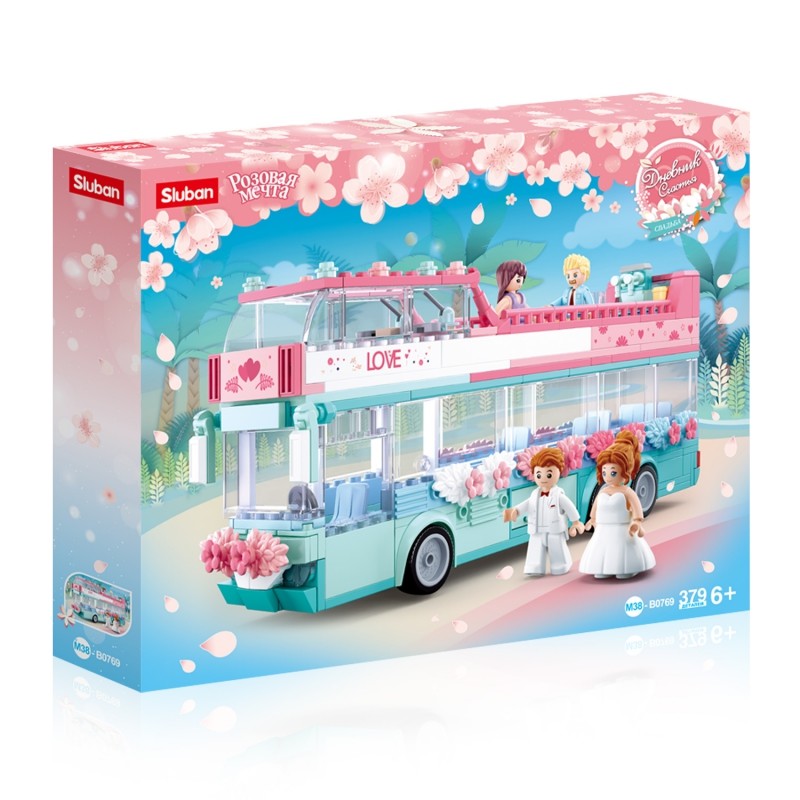 Конструктор СЛУБАН Свадебный автобус 379 дет. М38-В0769 - фото 1