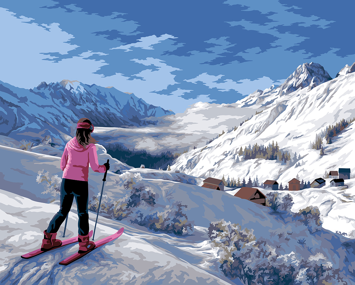 Картина по номерам 40*50 Лыжный склон ФРЕЯ - фото 1