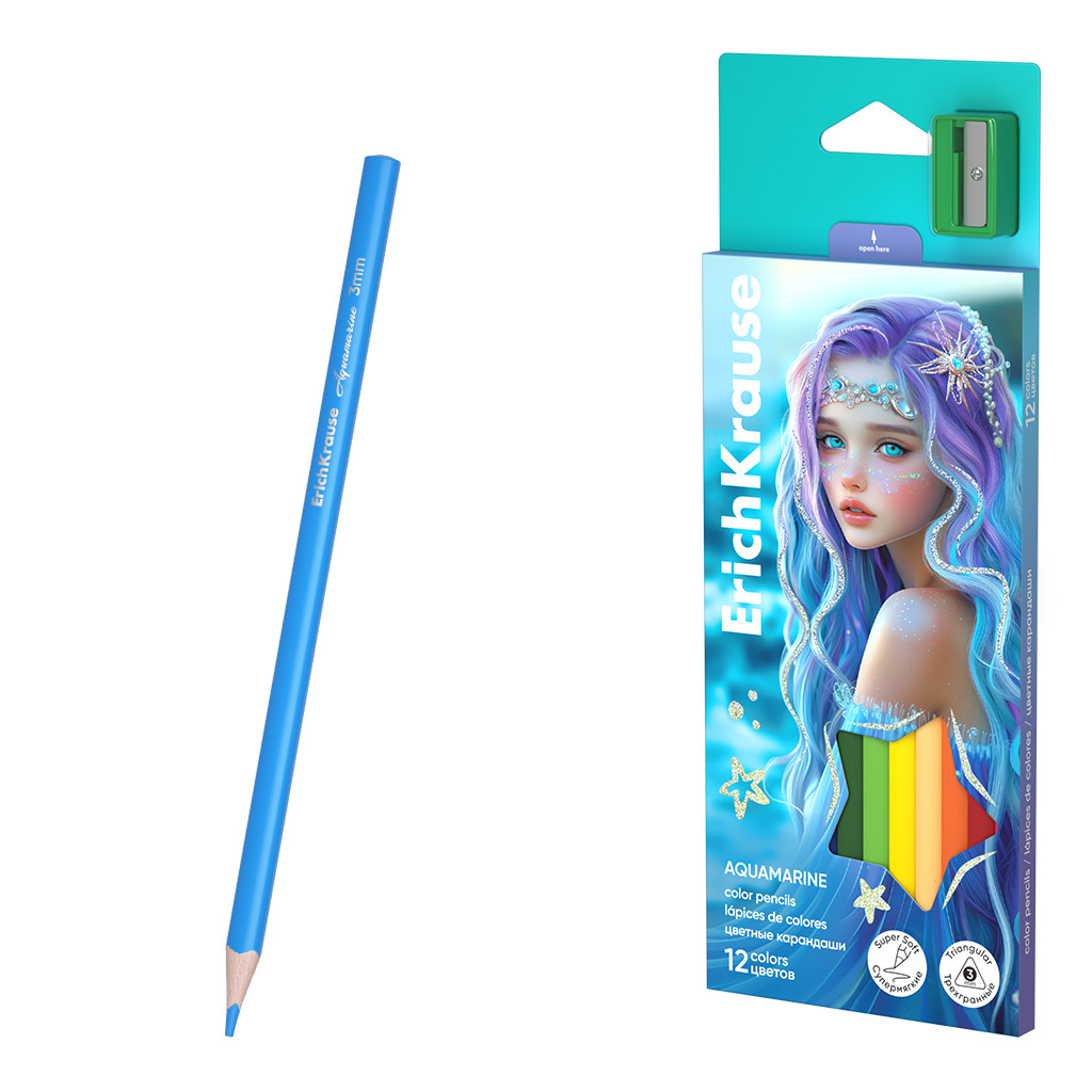 Карандаши 12цв Аквамарин с точилкой EK - фото 1