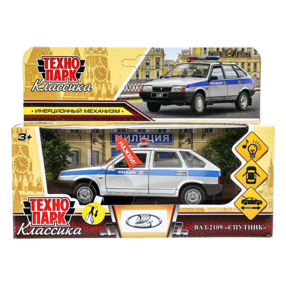 Машина металлическая ТЕХНОПАРК ВАЗ 2109 СПУТНИК Милиция серебр - миниатюра 2