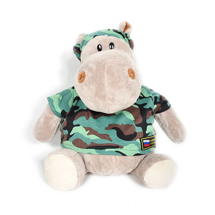 Мягкая игрушка Бегемот Военный 50 см. - фото 1