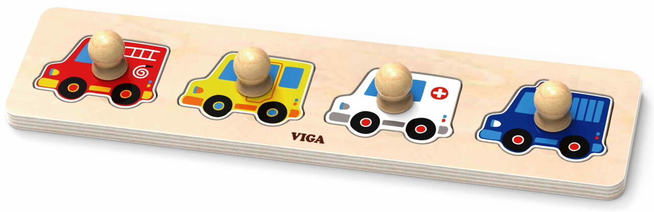 Пазл - вкладыш Автомобили специальных служб деревянный 4 дет. VIGA - фото 1