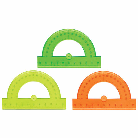 Транспортир 10 см. неоновый BRAUBERG - фото 1