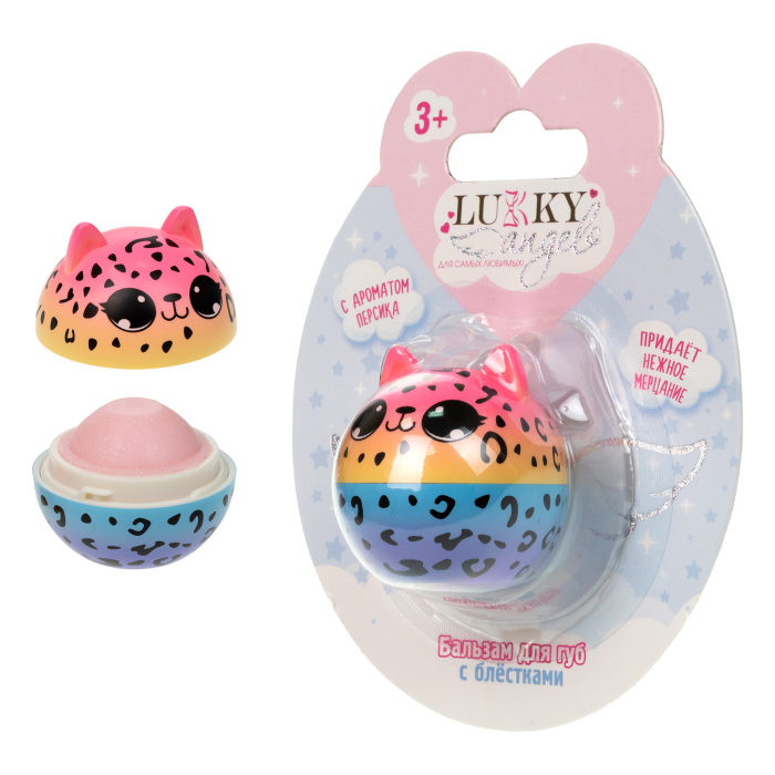 Бальзам для губ с блестками Розовая нежность с ароматом персика Lukky - фото 1
