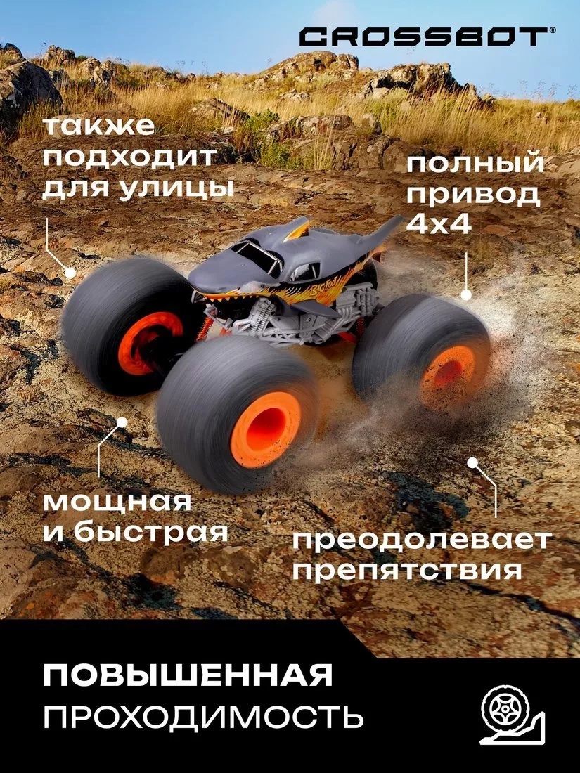 Машина радиоуправляемая Монстр Акула HomeWheel з/у CROSSBOT - миниатюра 3