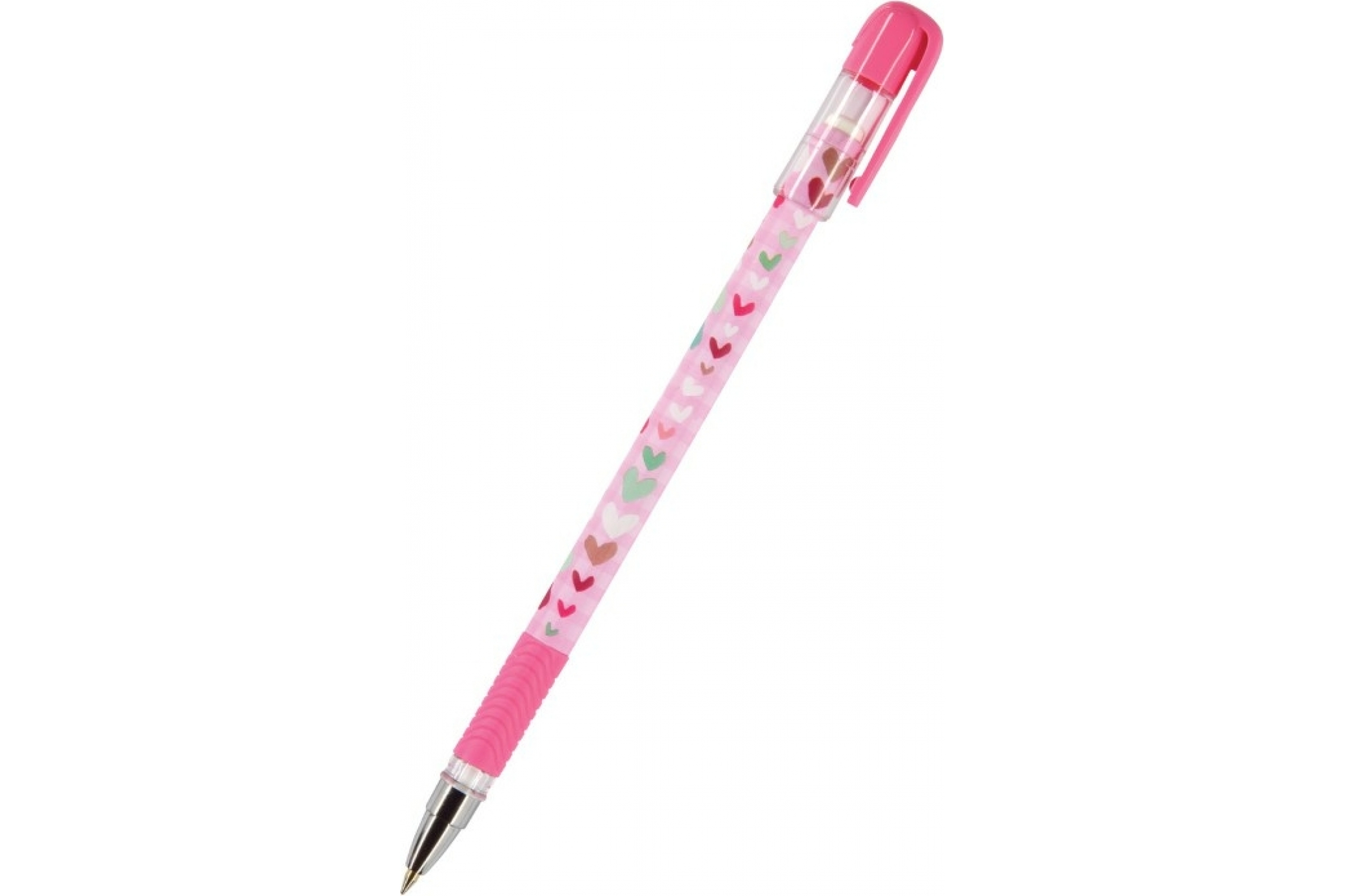 Ручка шарик. Сердечки розовые син. - фото 1