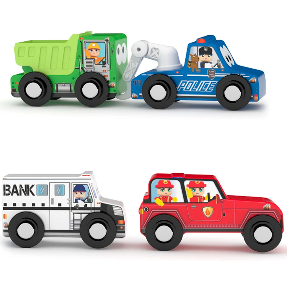 Машины деревянные Городские службы Спецтехника 4шт J'adore - фото 1