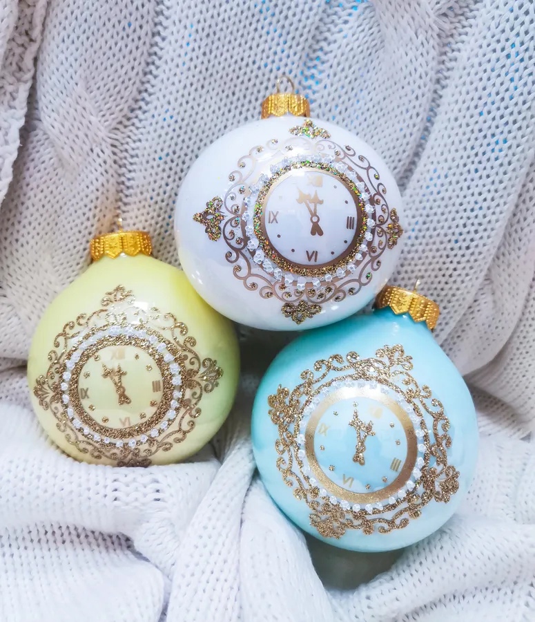 Елочное украшение Шар Новогодние куранты без упаковки - фото 1