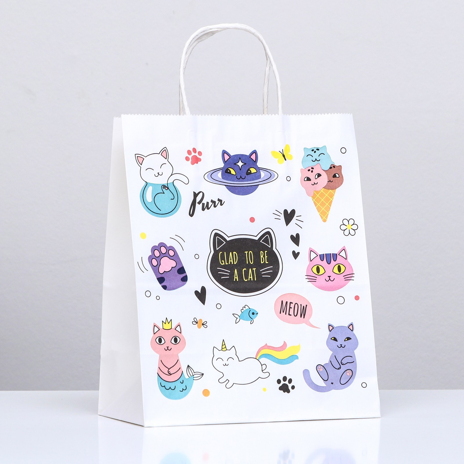 Пакет крафт Коты 22*27 - фото 1