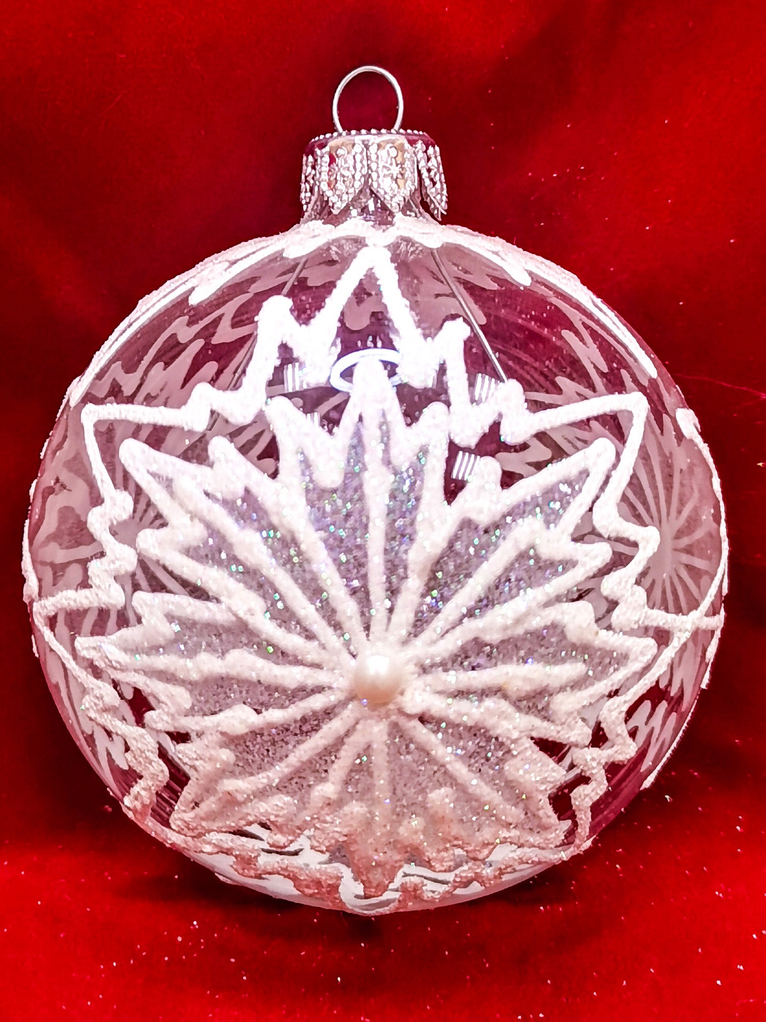 Елочное украшение Шар Снежинка снежная без упаковки - фото 1