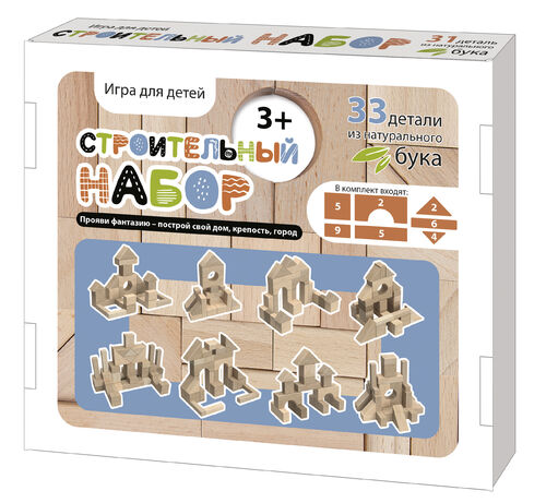 Конструктор деревянный Строительный набор 34д. ДК - фото 1