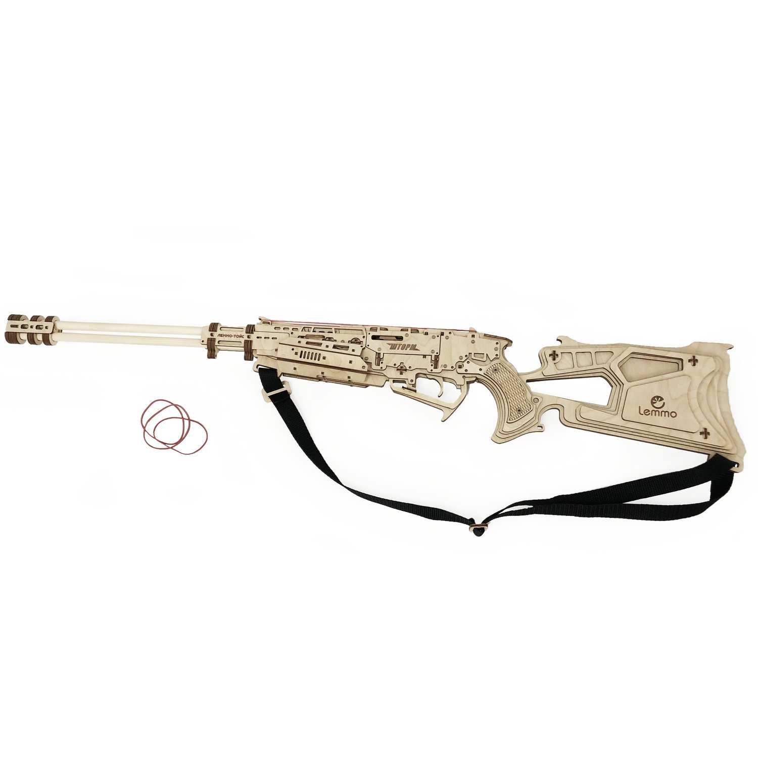 Конструктор деревянный 3D Ружьё Шторм резинкострел 123д. - миниатюра 2