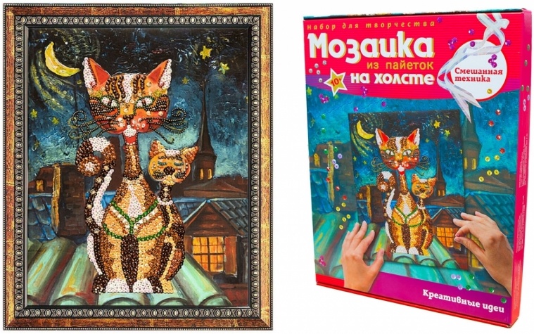 Картина из пайеток 30*40 Коты - фото 1