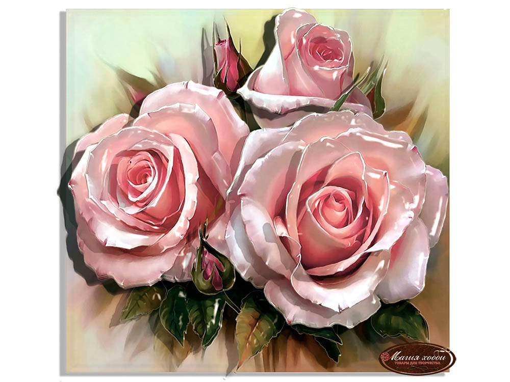 Картина по номерам 30*30 Розовое трио - фото 1