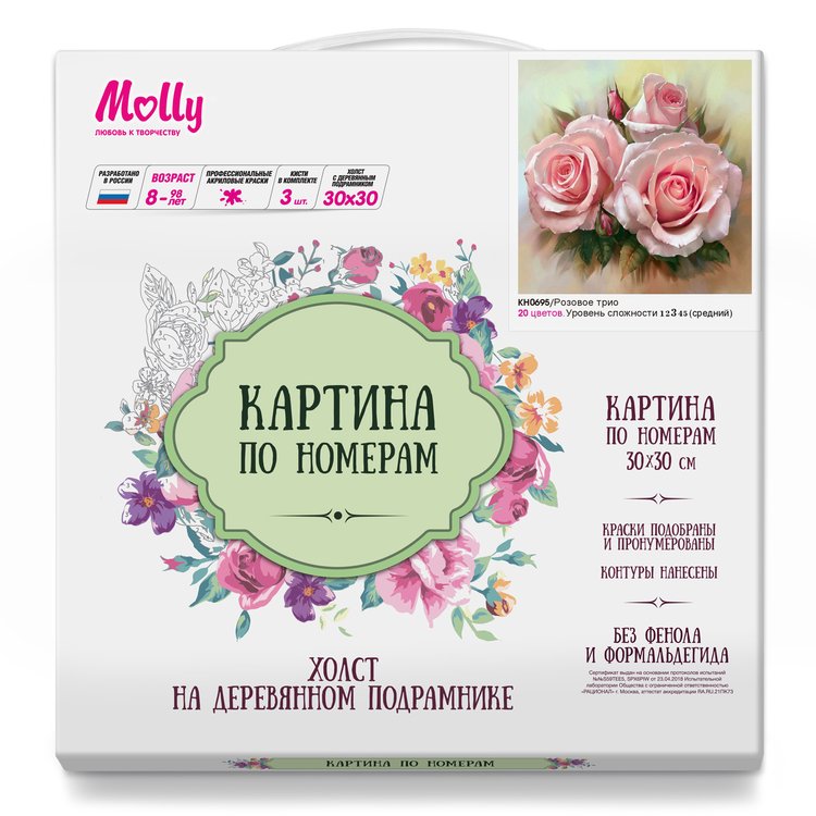 Картина по номерам 30*30 Розовое трио - миниатюра 2