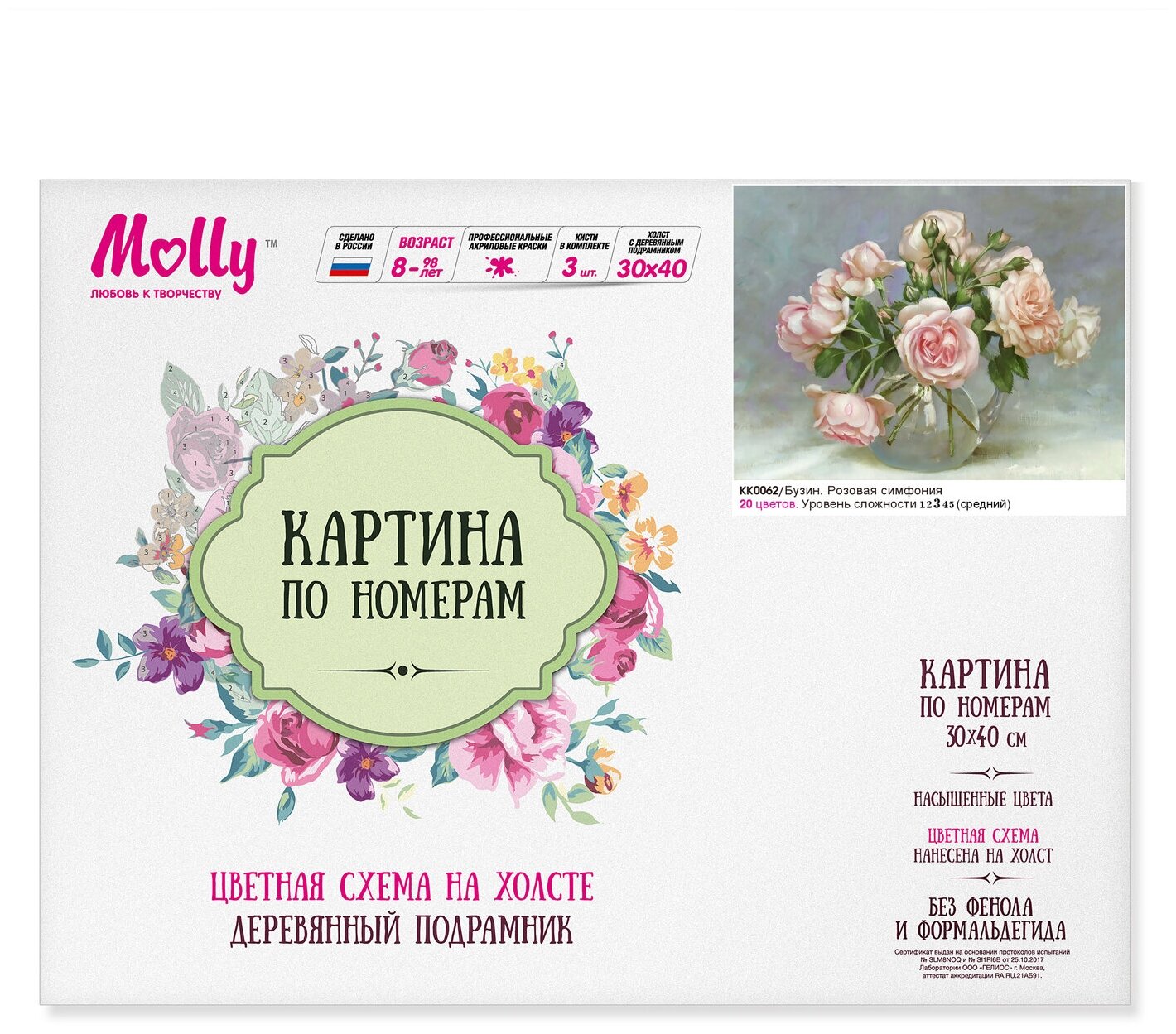 Картина по номерам 30*40 Бузин. Розовая симфония - миниатюра 2