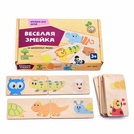 Настольная игра Домино деревянное Веселая змейка ДК - миниатюра 5
