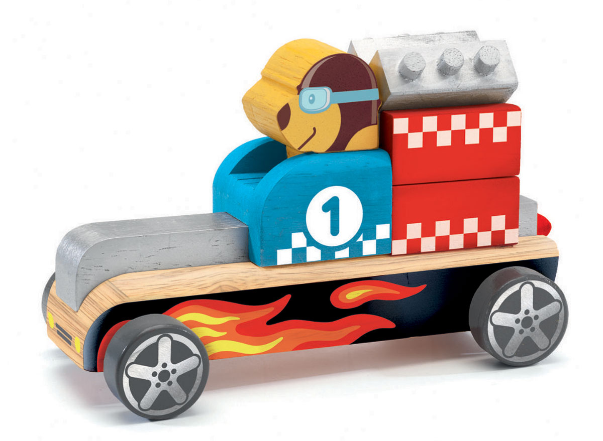 Конструктор деревянный Гоночная машина DJECO - фото 1