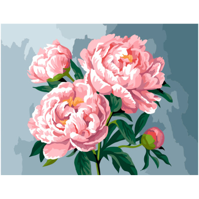 Картина по номерам 30*40 Цветущие пионы ТРИ СОВЫ - фото 1