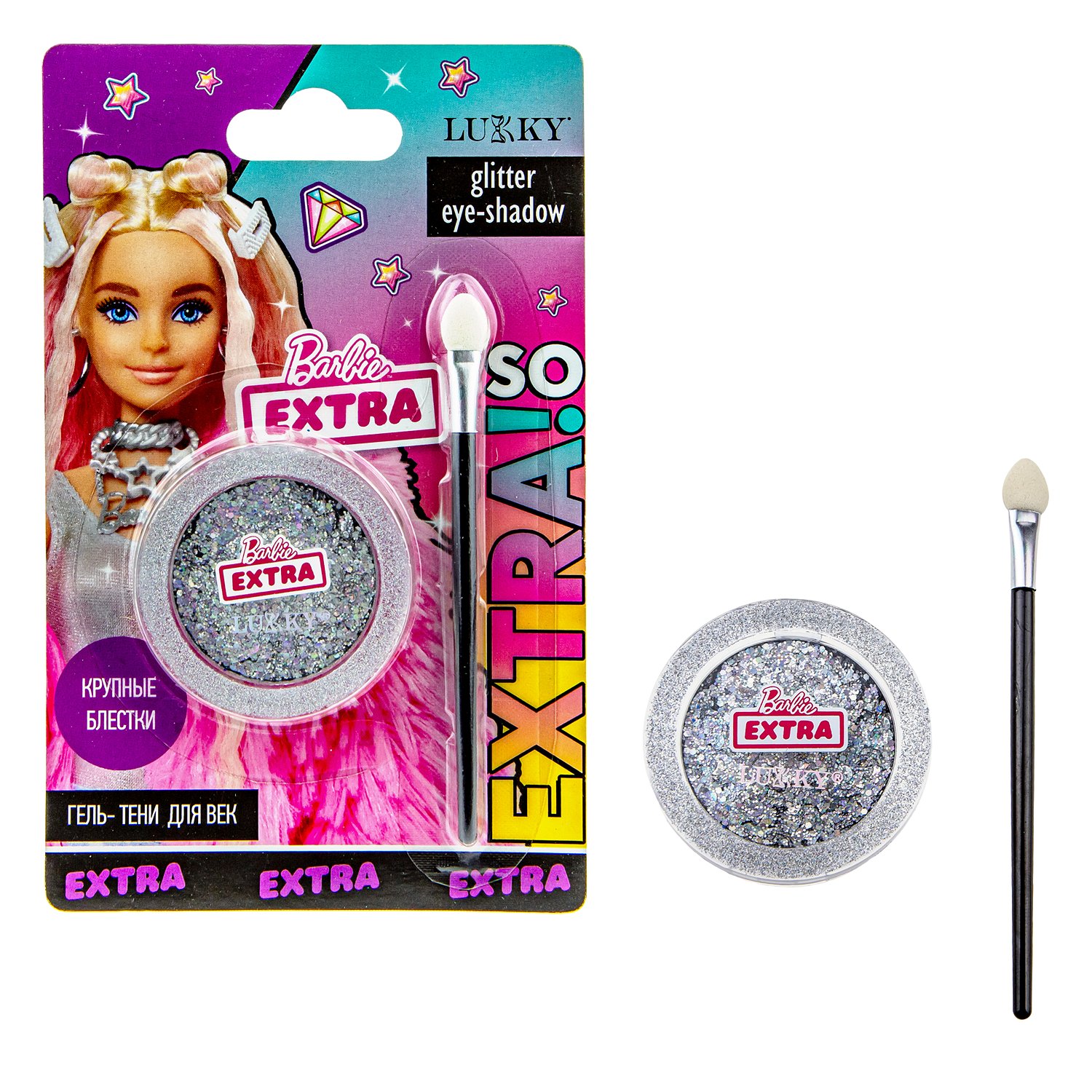 Гель-тени для век с блетсками серебр. Lukky - фото 1